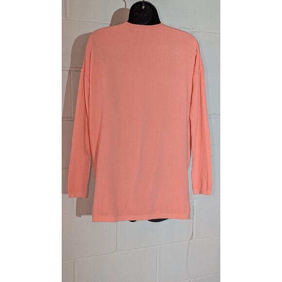Staccato V-Neck Knit Top Salmon Long Sleeve Lightweight Pullover Sweater Small - Picture 3 of 5